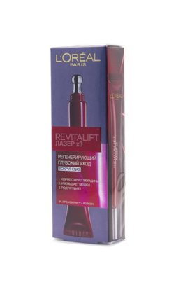 L`Oreal Paris Revitalift Laser Х3 Eye Cream Регенеруючий антивіковий глибокий догляд навколо очей з гіалуроновою кислотою і про-ксиланом