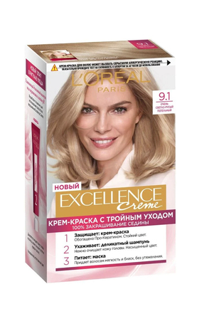 L`Oreal Paris Excellence Creme Фарба для волосся 9.1 - Дуже світло-русявий попелястий