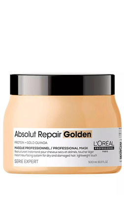 L`Oreal Prof. Absolut Repair Gold Quinoa + Protein Hair Mask Золотиста маска для інтенсивного відновлення пошкодженого волосся без обтяження