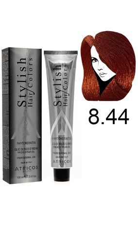 Atricos Stylish hair colors Перманентний барвник з низьким вмістом аміаку 8.44 - Світло-русявий мідний інтенсивний